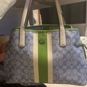 Coach Blue and Green Shoulder Bag